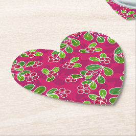 Feestelijk veenbessenbladerpatroon, Fuchsia Kartonnen Onderzetters