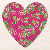Feestelijk veenbessenbladerpatroon, Fuchsia Kartonnen Onderzetters (Voorkant)