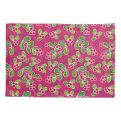 Feestelijk veenbessenbladerpatroon, Fuchsia Kussensloop (Achterkant)