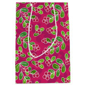 Feestelijk veenbessenbladerpatroon, Fuchsia Medium Cadeauzakje (Voorkant)