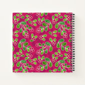 Feestelijk veenbessenbladerpatroon, Fuchsia Notitieboek (Achterkant)