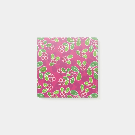 Feestelijk veenbessenbladerpatroon, Fuchsia Post-it® Notes (Voorkant)