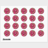Feestelijk veenbessenbladerpatroon, Fuchsia Ronde Sticker (Vel)