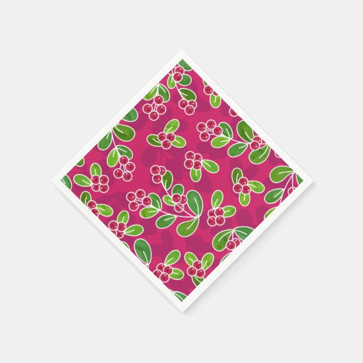 Feestelijk veenbessenbladerpatroon, Fuchsia Servet (Hoek)