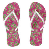Feestelijk veenbessenbladerpatroon, Fuchsia Teenslippers (Voetbed)