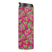 Feestelijk veenbessenbladerpatroon, Fuchsia Thermosbeker (Geroteerd rechts)