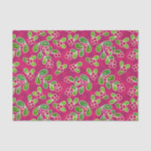 Feestelijk veenbessenbladerpatroon, Fuchsia Tissuepapier (Voorkant)