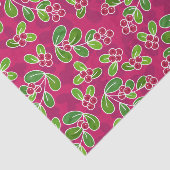 Feestelijk veenbessenbladerpatroon, Fuchsia Tissuepapier (Detail)