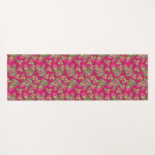Feestelijk veenbessenbladerpatroon, Fuchsia Yogamat (Achterkant (horizontaal))