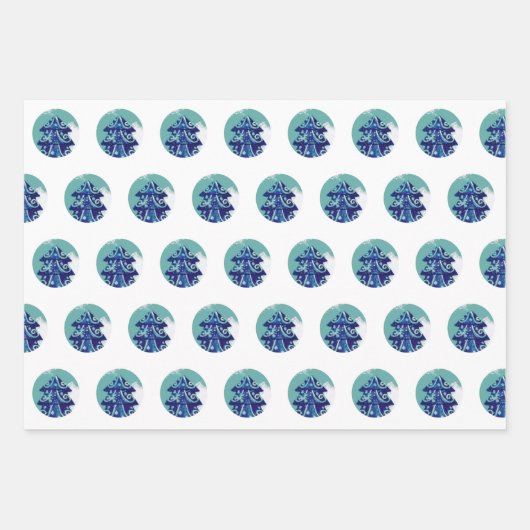 Feestelijk versierd kerstboom patroon inpakpapier vel (Voorkant 2)