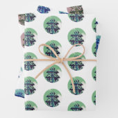 Feestelijk versierd kerstboom patroon inpakpapier vel (In situ)