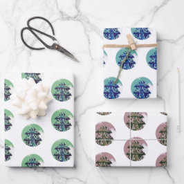 Feestelijk versierd kerstboom patroon inpakpapier vel