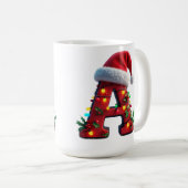 Feestelijk versierde kerst rode letter A Koffiemok (Voorkant rechts)