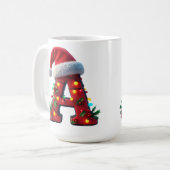 Feestelijk versierde kerst rode letter A Koffiemok (Voorkant links)