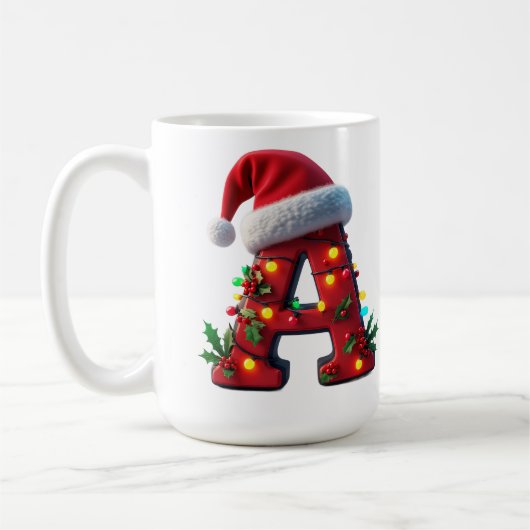 Feestelijk versierde kerst rode letter A Koffiemok (Links)