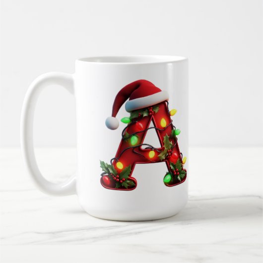 Feestelijk versierde kerst rode letter A Koffiemok (Links)