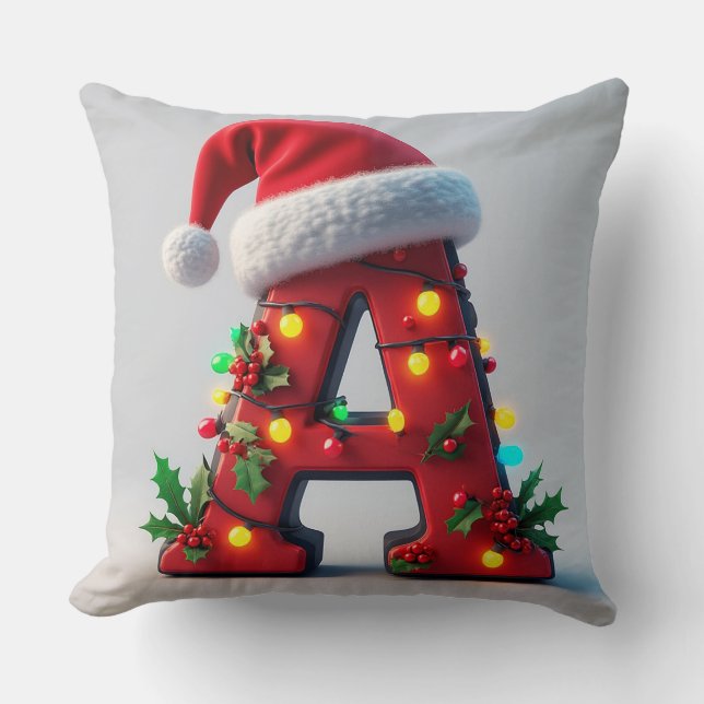 Feestelijk versierde kerst rode letter A Kussen (Voorkant)
