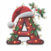 Feestelijk Versierde Kerst Rode Letter A Sticker (Voorkant)