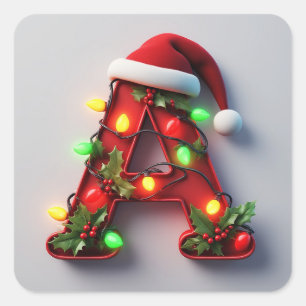 Feestelijk versierde kerst rode letter A Vierkante Sticker