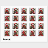 Feestelijk Versierde Kerst Rode Letter A Vierkante Sticker (Vel)