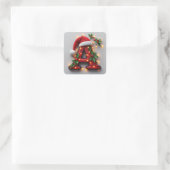 Feestelijk Versierde Kerst Rode Letter A Vierkante Sticker (Tas)