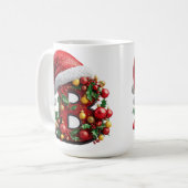 Feestelijk Versierde Kerst Rode Letter B Koffiemok (Voorkant links)