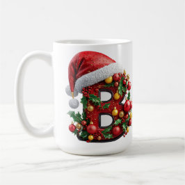 Feestelijk Versierde Kerst Rode Letter B Koffiemok