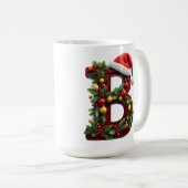 Feestelijk versierde kerst rode letter B Koffiemok (Voorkant rechts)
