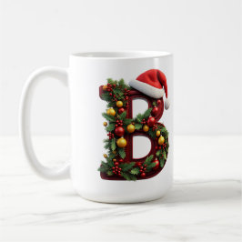 Feestelijk versierde kerst rode letter B Koffiemok