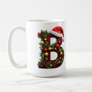 Feestelijk versierde kerst rode letter B Koffiemok