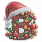 Feestelijk versierde kerst rode letter B Sticker (Voorkant)