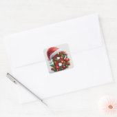 Feestelijk versierde kerst rode letter B Vierkante Sticker (Envelop)