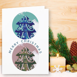 Feestelijk versierde kerstboom artistieke familie feestdagen kaart