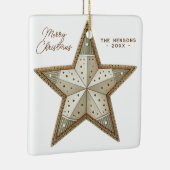 Feestelijk versierde ster Vrolijk Kerstfeest Keramisch Ornament (Rechts)