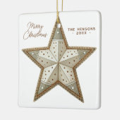 Feestelijk versierde ster Vrolijk Kerstfeest Keramisch Ornament (Links)