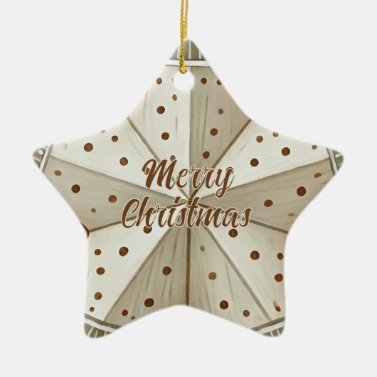 Feestelijk versierde ster Vrolijke Kerstfoto Keramisch Ornament (Voorkant)
