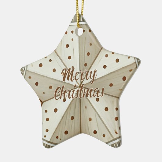 Feestelijk versierde ster Vrolijke Kerstfoto Keramisch Ornament (Links)