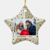 Feestelijk versierde ster Vrolijke Kerstfoto Keramisch Ornament (Achterkant)