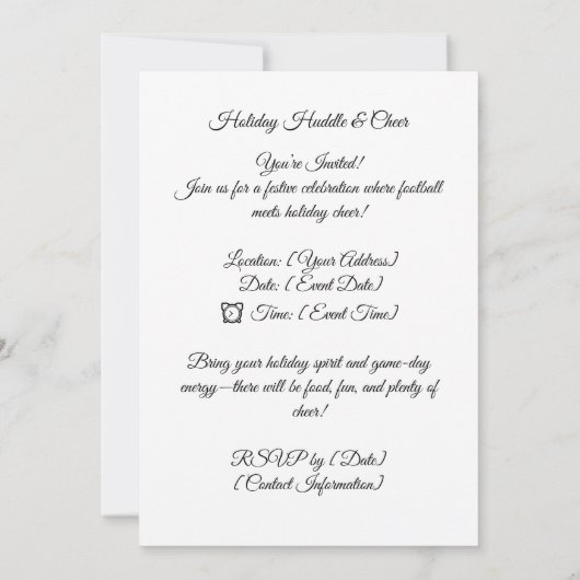 Feestelijk voetbalcheer – Uitnodiging voor kerstwe (Achterkant)
