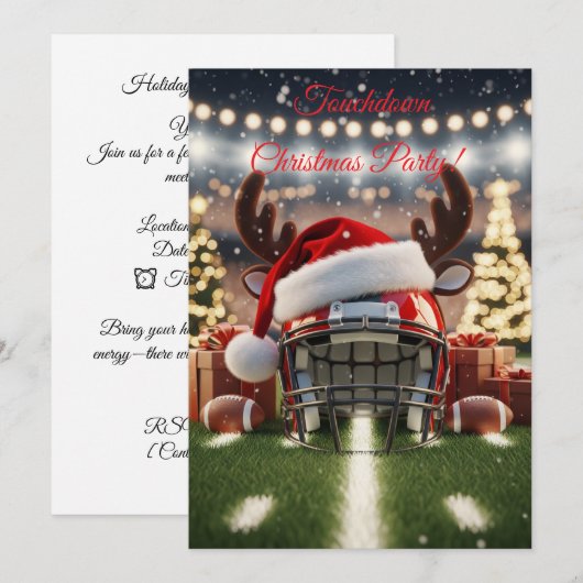 Feestelijk voetbalcheer – Uitnodiging voor kerstwe (Voorkant / Achterkant)