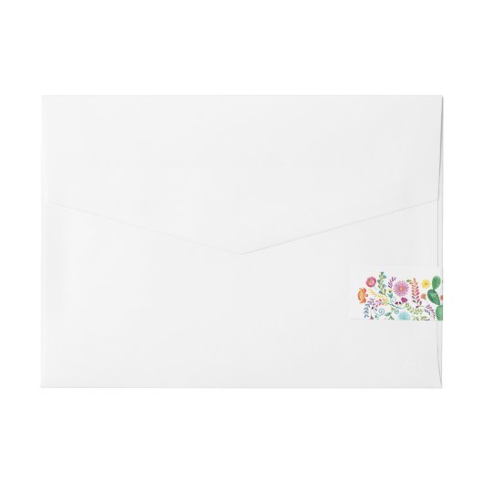 Feestelijk Volkskunst Bloem Llama Bruiloft Aanpasb Adreslabel Wikkel (Achterkant)