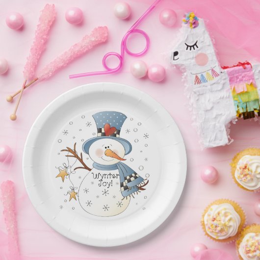 Feestelijk voor elk doel Winter sneeuwpop Papieren Bordje (Feest)