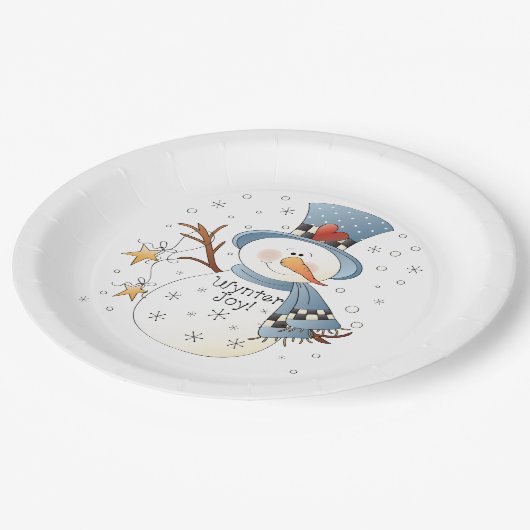 Feestelijk voor elk doel Winter sneeuwpop Papieren Bordje (Gekanteld)