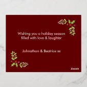 Feestelijk Vrolijk Kerst Roos Goud Bourgondië Folie Feestdagen Briefkaart (Achterkant)