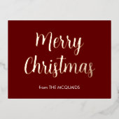 Feestelijk Vrolijk Kerst Roos Goud Bourgondië Folie Feestdagen Briefkaart (Voorkant)