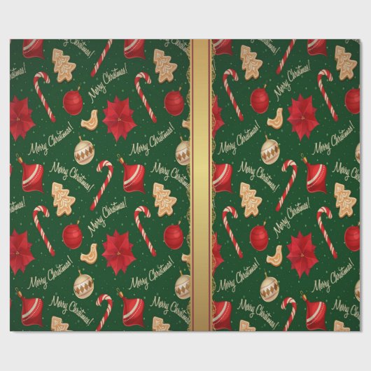 feestelijk vrolijk kerstinpakpapier cadeaupapier (Vlak)