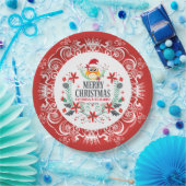 Feestelijk Vrolijk Kerstkrans & Wit Kroon Lijst Papieren Bordje (Feest)