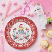 Feestelijk Vrolijk Kerstkrans & Wit Kroon Lijst Papieren Bordje (Feest)