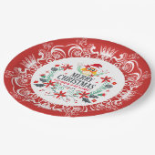 Feestelijk Vrolijk Kerstkrans & Wit Kroon Lijst Papieren Bordje (Gekanteld)