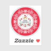 Feestelijk Vrolijk Kerstkrans & Wit Kroon Lijst Sticker (Vel)